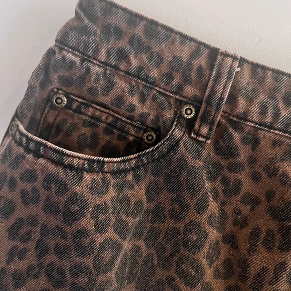 Jeanology Vintage Leopard Print Denim Jean Skirt Brown/Black Size 10 EUC — Y2K - Picture 4 of 8